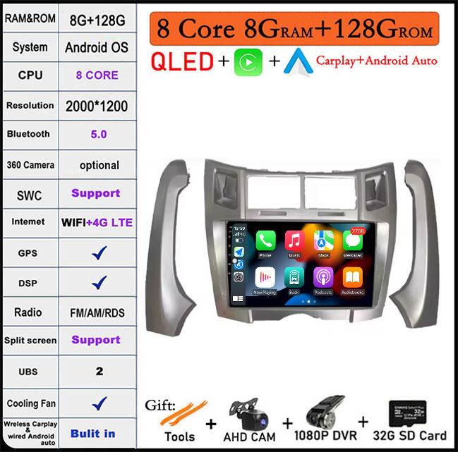 9 Inch For Toyota Yaris Vizi 2005-2012 Android AutoCarplay Multimedia Player Car Radio Wireless GPSNavigator 4G WIF|BT