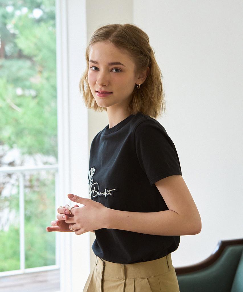 Deuloupisumeon Flower Patch Supima Short Sleeve T-Shirt [Black]