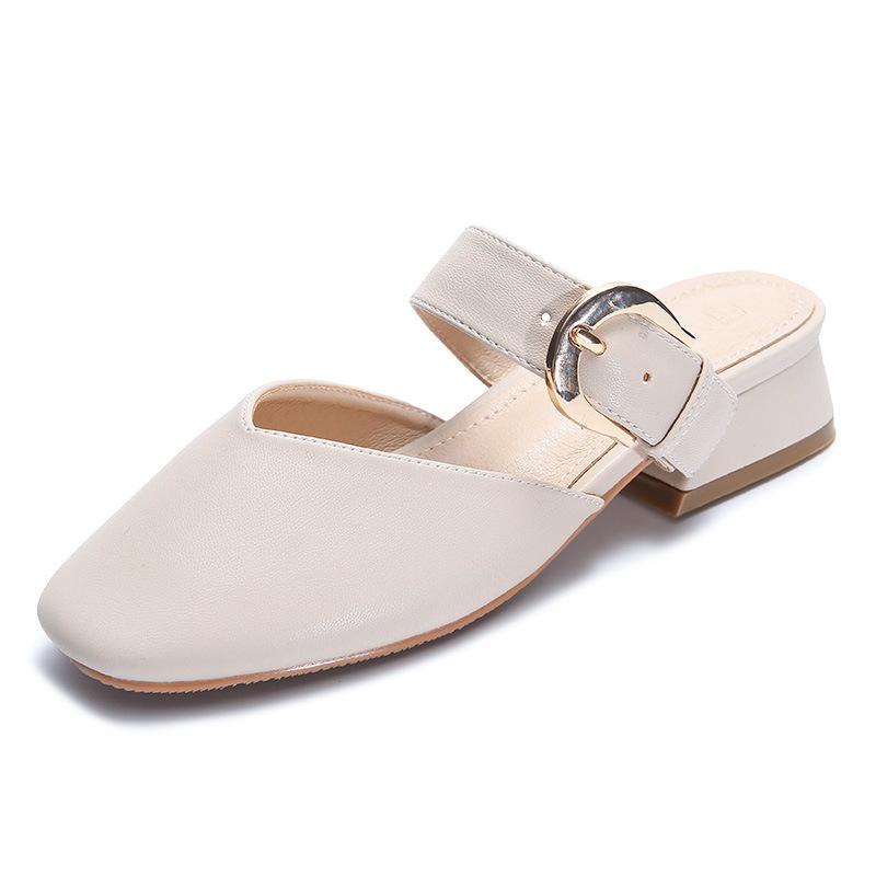 

Yue Xinwang кожаные балетки для женской обуви Хуэйчжоу каблуки Су Иньинь такие же тапочки внешняя сумка голова пустые сандалии женские 33 абрикосовый