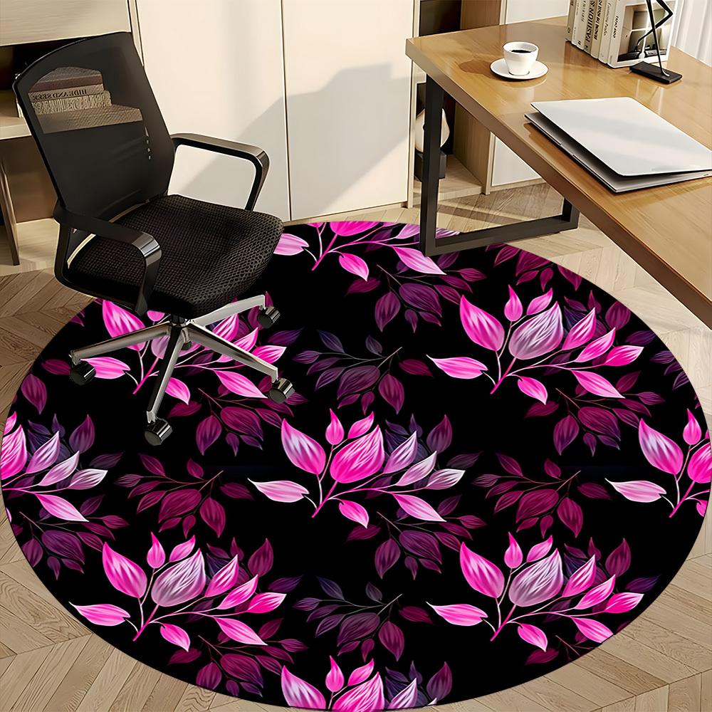 1pc Floral Pattern Office Round Rug, Non-slip, Soft and Durable Office Rug for Interior Decoration, Perfect for Office,Decoration yy260204066