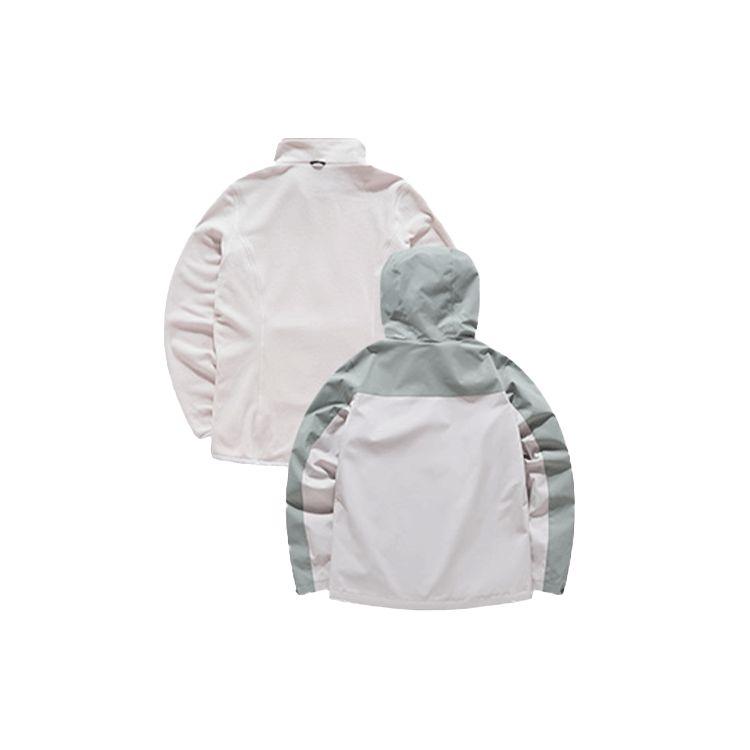 Anta Sports Series Color Block Fleece Lined Hooded Jacket Women Jacket Green Gray 162046602-1