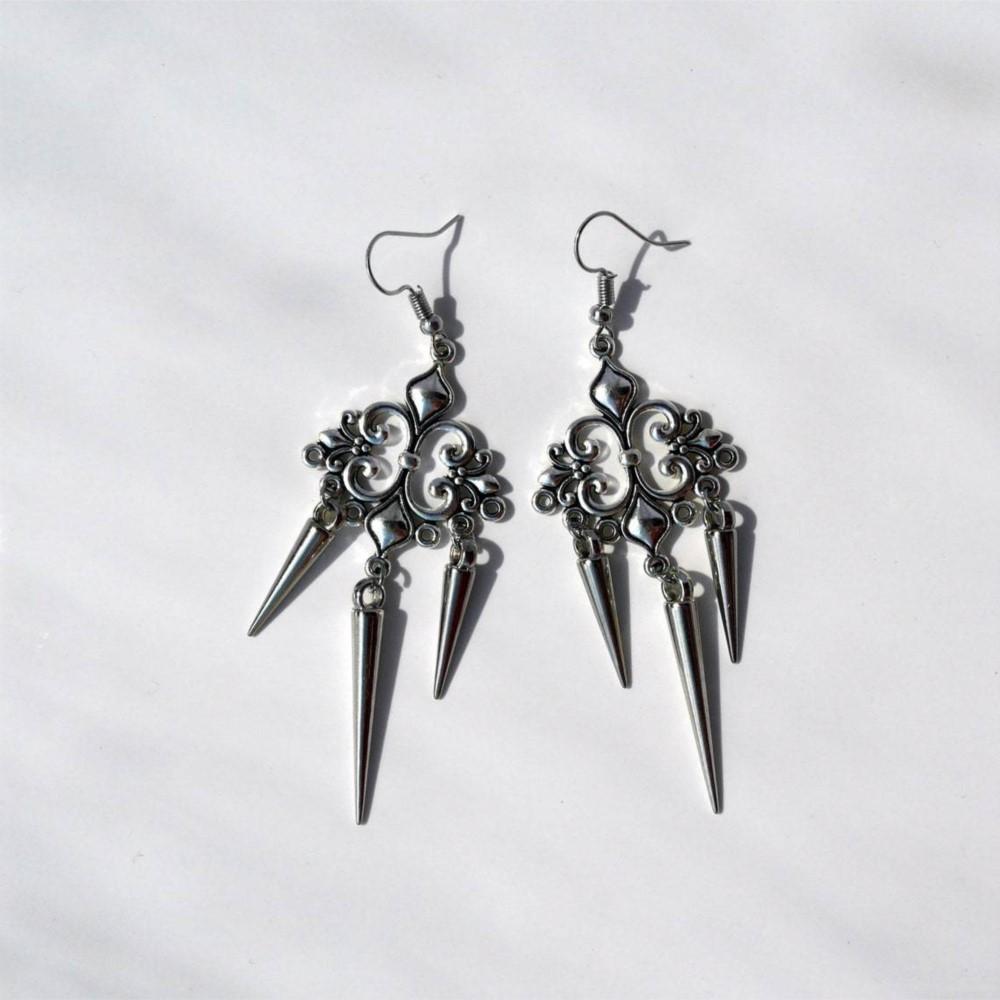 

Vintage Gothic Court Style Tassel Dangle Earrings For Women Silver Color Goth Punk Fashion Jewelry Accessories