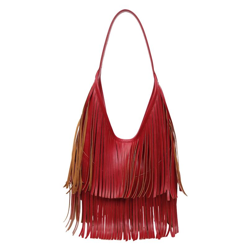 Tote Bag Vintage Tassel Shoulder Bag Women Commuter Large Capacity Bag