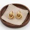 Twists Gold Silver Color Knot Hoop Korean Earrings for Women Shiny Plating Trendy Earring Butterfly Stud Cute Daily Jewelry
