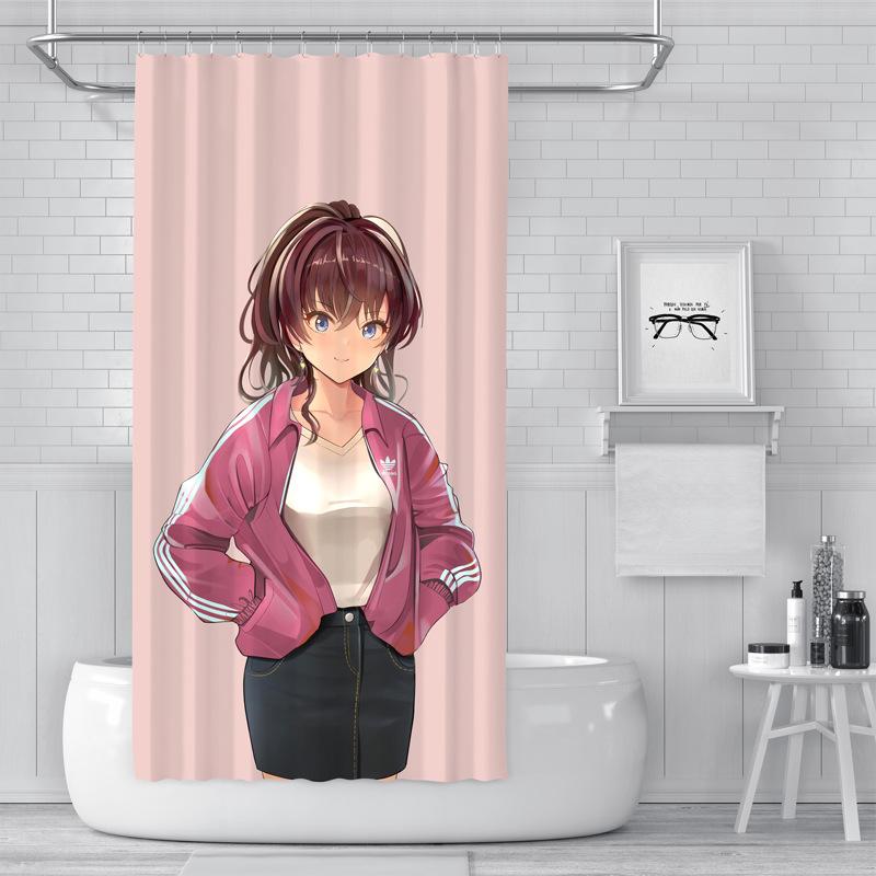 Badezimmer verdickter wasserdichter Vorhang, schimmelfester Duschvorhang, Duschtrennwand-Vorhang, Duschvorhang, Badezimmer-Vorhang, kostenlose Perforation