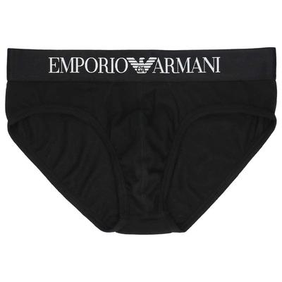 Emporio Armani Iconic Logo Band Hip Briefs, Men's, Size M (EU Size), Size 98, Black, 54047296