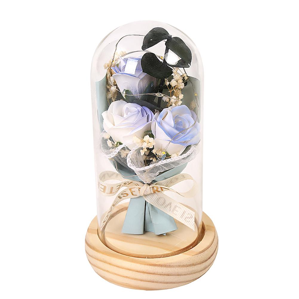 Valentines Rose Birthday Gifts For Women, Artificial Flower Light Up Rose In Glass Cover Decorative Gift For Wife Mom Best Friend Girlfriend Grandma