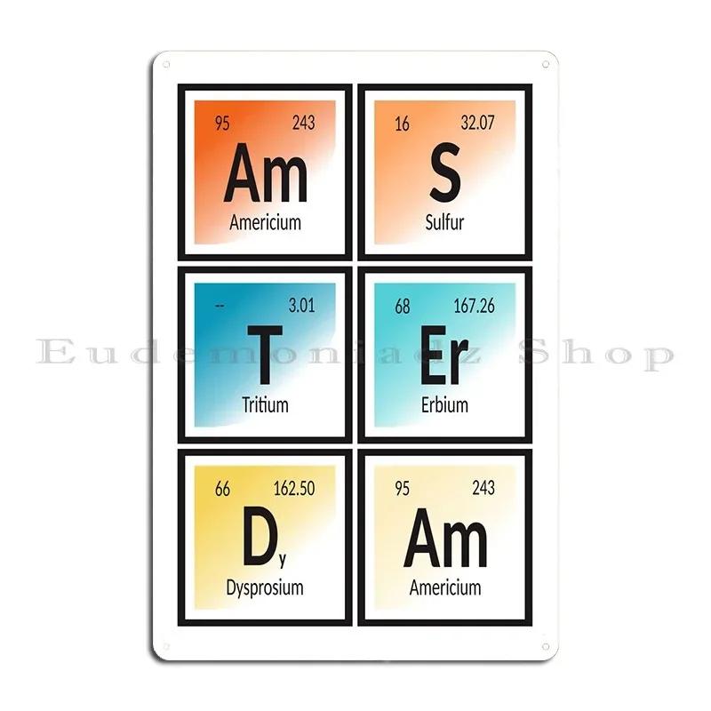 Amsterdam Periodic Table Metal Sign Retro Garage Garage Printed Pub Plates Tin Sign Poster 20x30cm(7.8x11.8inch)