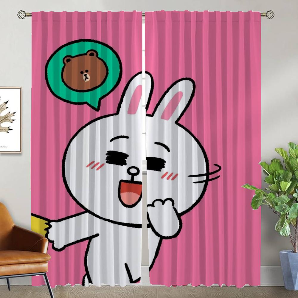 Modern Living Room L-line Friends Curtains 2 Pieces Halloween Decoration Blackout Curtain Partition Curtains for Bedroom Shades