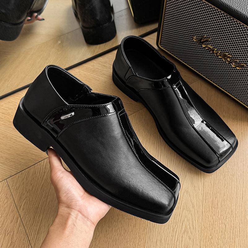 Fashion Fashion Men's Leather Shoes Minimalist British style Party dress Daily Work Office Thick soled high-quality shoes 38-46 Black