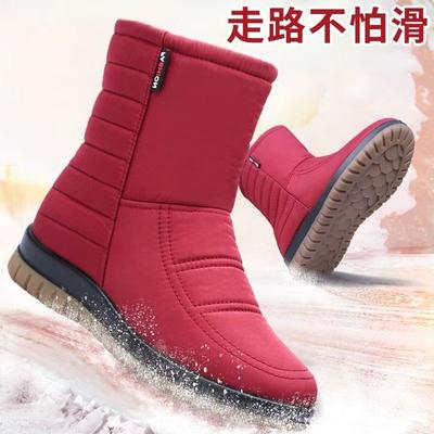 Neue Schneestiefel Damen rutschfest Samt verdickt modisch und bequem wasserdicht mittelalte und alte Baumwollschuhe Damen Kurzstiefel Mutterstiefel