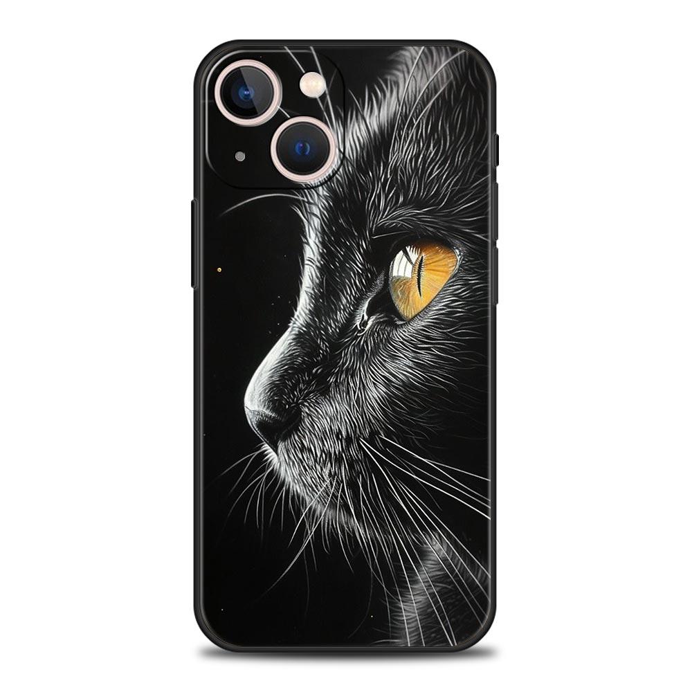 Cat Line Black Cats Phone Case For iPhone 17 16 15 Pro Max 11 12 13 14 7 8 Plus SE 2020 X XR XS Cover Soft Black