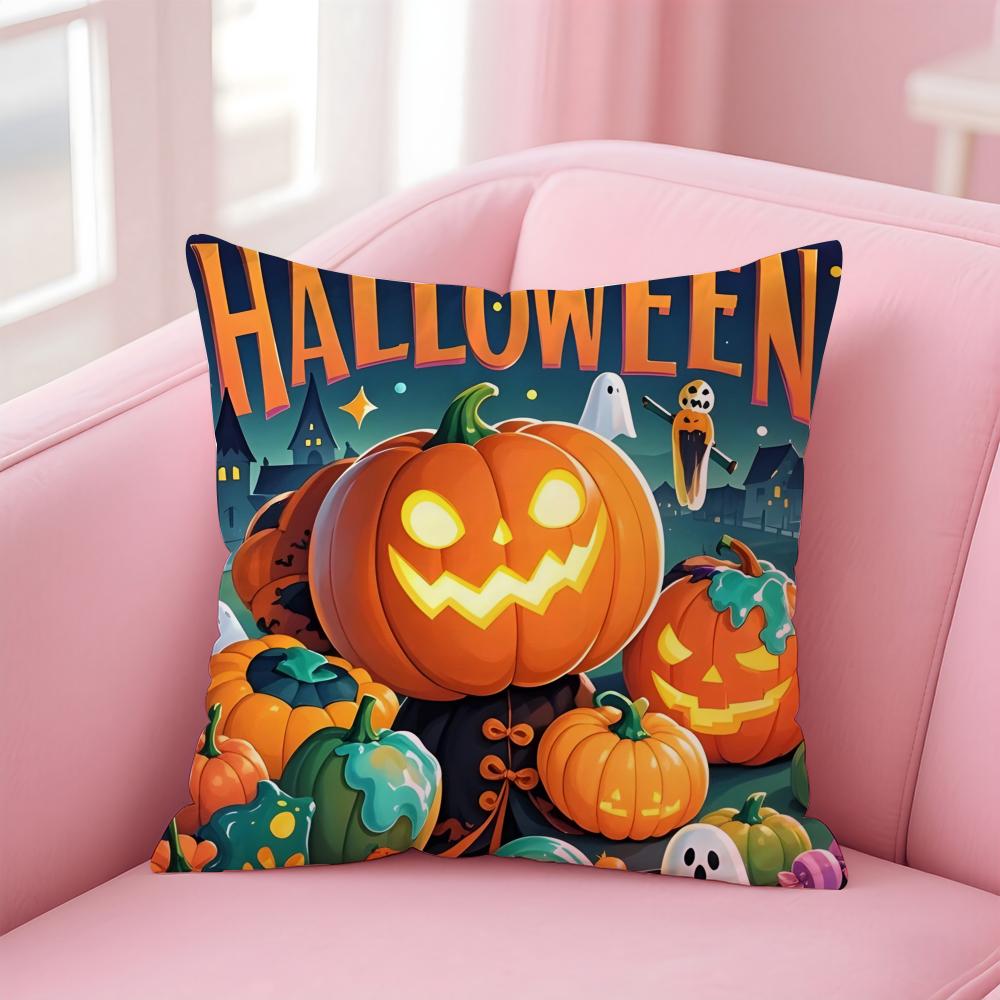 Halloween Cushion Cover Pillowcase Short Plush Invisible Zipper Room Sofa Cushion Cover