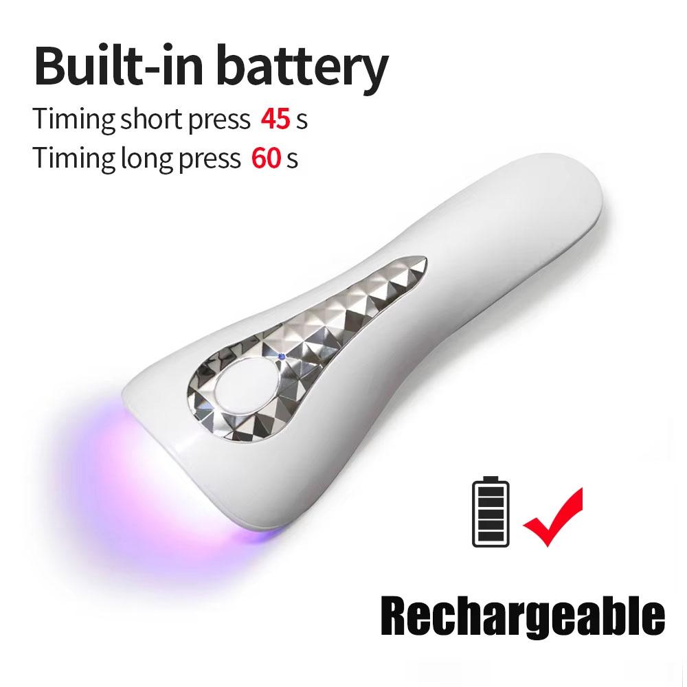 YIKOOLIN Handheld UV LED Nail Lamp USB Rechargeable Mini Manicure Lamp Nail Dryer With 5 Lamp Beads Quick Drying Gel Nail Polish