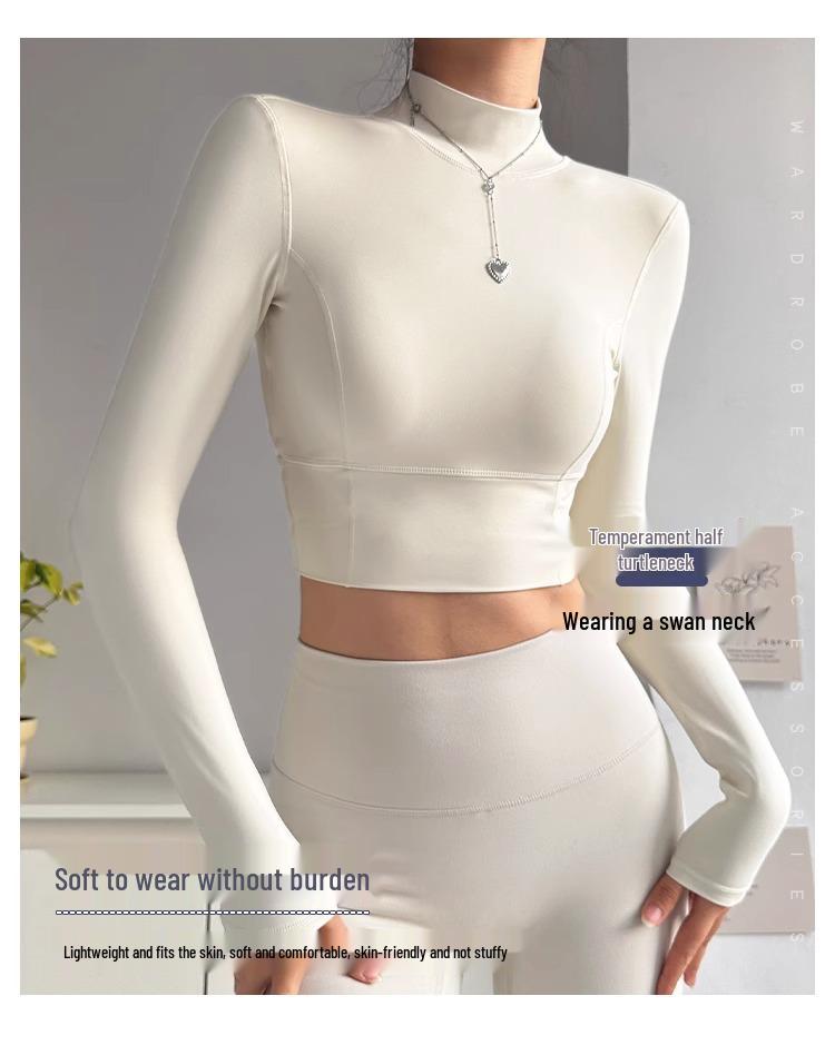 Women's Slimming High-Neck Yoga Suit with Chest Pad - Long Sleeve for Running & Pilates