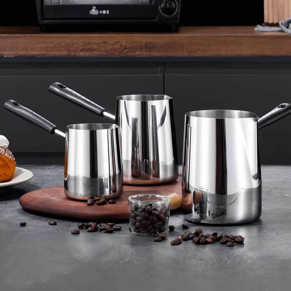 Coffee Milk Frothing Pitcher Jug Latte Art Cup 304 Stainless Steel Long Handle Anti-scalding Double-sided Scale Coffee Utensils