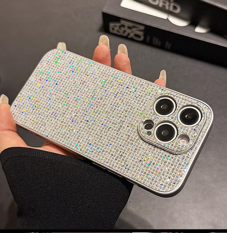 Korean light luxury iPhone15 mobile phone case Apple 17ProMax flash diamond air metallic paint 16 Korean version of women's models