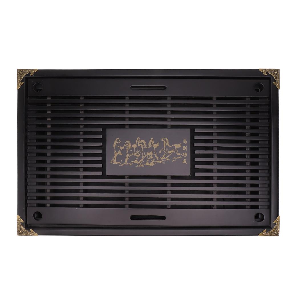 Simple Tea Tray Drawer Type Wooden Drainage Water Storage Gongfu Tea Table Set for Home Black