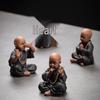 Chinese Zen Monk Ceramic Tea Pet Ornament Set