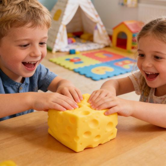 Gelber Käse Quetschspielzeug Weiches Langsam Aufgehendes Fidget Spielzeug zur Stressbewältigung Neuheit