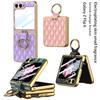 For Samsung Galaxy Z Flip 6 5 Case Diamond Leather Ring Holder Back Screen Protector Plating Edge Cover for Galaxy Z Flip6 Case