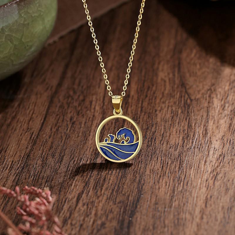 S925 Sterling Silver Mountain & Sea Oath Necklace Pair - Original Chinese Style Clavicle Chain for Couples with Ancient Style Pendant 925 Sterling Silver