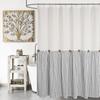 Farmhouse Shower Curtain,Beige and Black Stripe,Button Curtain,Linen and Cotton Woven Fabric,Rustic Charm Country Chic Style
