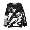 Japanese Abstract Knit Sweater Loose Fit Casual Lazy Style Round Neck Long Sleeve Pullover Men Women
