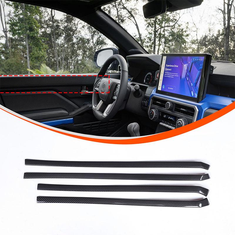 ABS Carbon Fiber For Toyota Tacoma 2024-2025 Central Control Trument Panel Steering Wheel Door Handle Interior Accessories