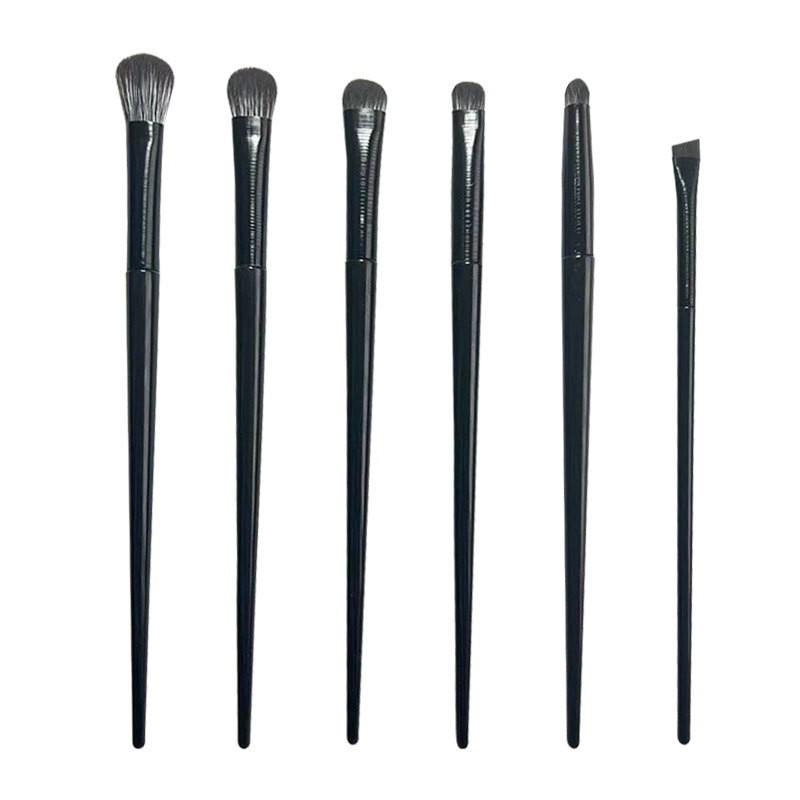 16-Piece Makeup Brush Set: 6 Black Eyeshadow Brushes, 10 Blending, Under-Eye, Eyeliner & Detail Brushes