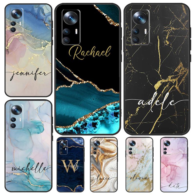 Personalised marble custom name Case For Xiaomi 13 14 Pro 13T 12T 11T 12 Lite 12X POCO X5 X3 F5 Pro F4 X4 M5 M5s F3 Cover