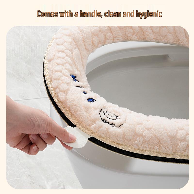 Winter Thickened Toilet Seat Cushion, Waterproof & Zippered, Universal Fit for All Seasons