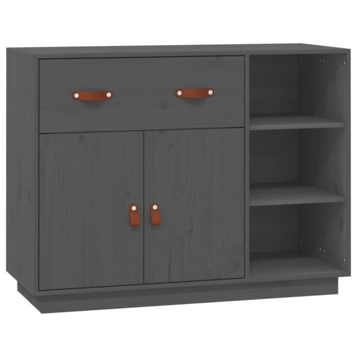 820139 vidaXL Buffet Grey 98.5x40x75 Cm Solid Pine Wood