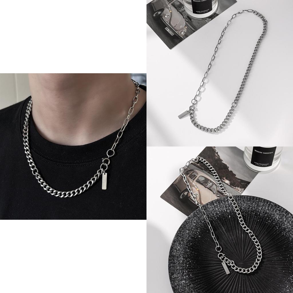 Minimalist Titanium Steel Chain Necklace With Geometric Pendant For Unisex Daily Wear