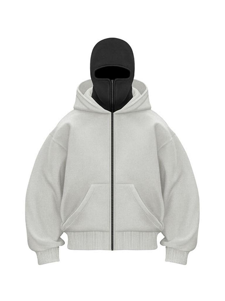 Unisex mikina s kapucí a zipem, dvouvrstvá: Volný střih, Street Style, Kapsy