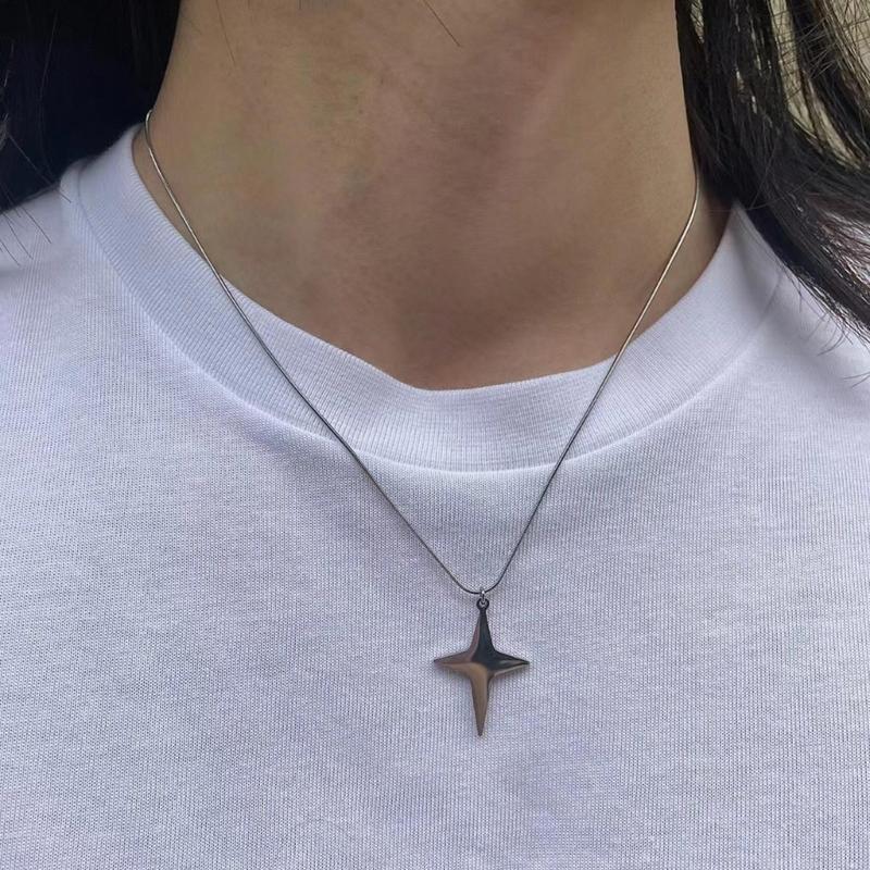 Simple Four Pointed Star Necklaces for Women Girls Cross Pendant Necklace Crucifix Choker Necklace Party Jewelry Gifts