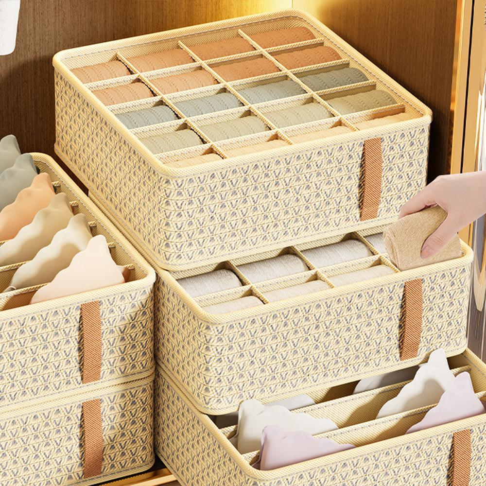 Multi Grid Underwear Sock Storage Box Closet Storage Box with Dividers Foldable Wardrobe Shelf Organizer