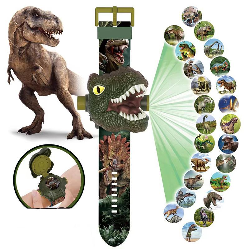 Kids Boys Dinosaur Projection Watch Toys For Children Fun Luminous Toy Watches Digital Screen 3D Cartoon Patterns Birthday Gift