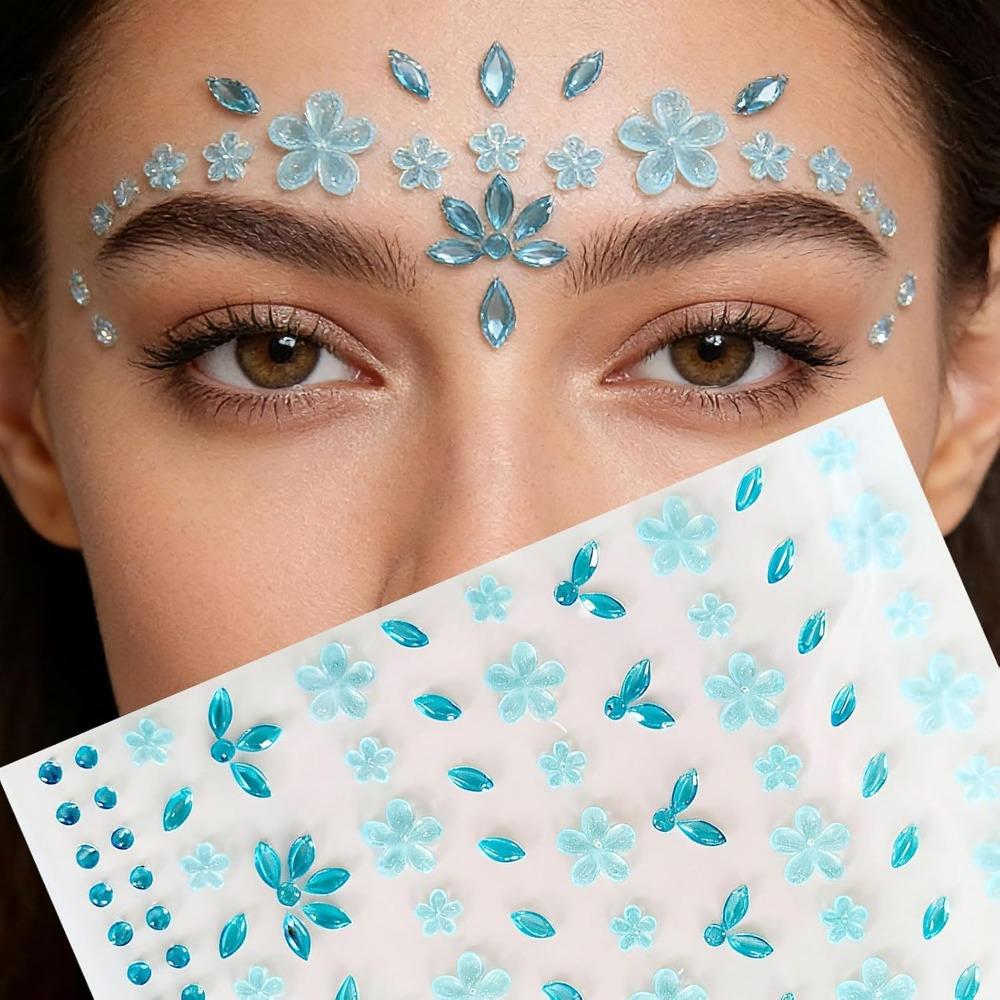 Self-Adhesive Rhinestones Face Gems Sticker Flower Makeup Decoration  for women and girls