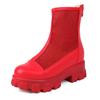 Women Ankle Boots Platform Chunky Heels Ladies Mesh Net Short Boots
