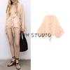 Fall New Women's Clothing French Style Temperament Low Collar Tied Lotus Leaf Bell Sleeve Shirt Tops 17024447