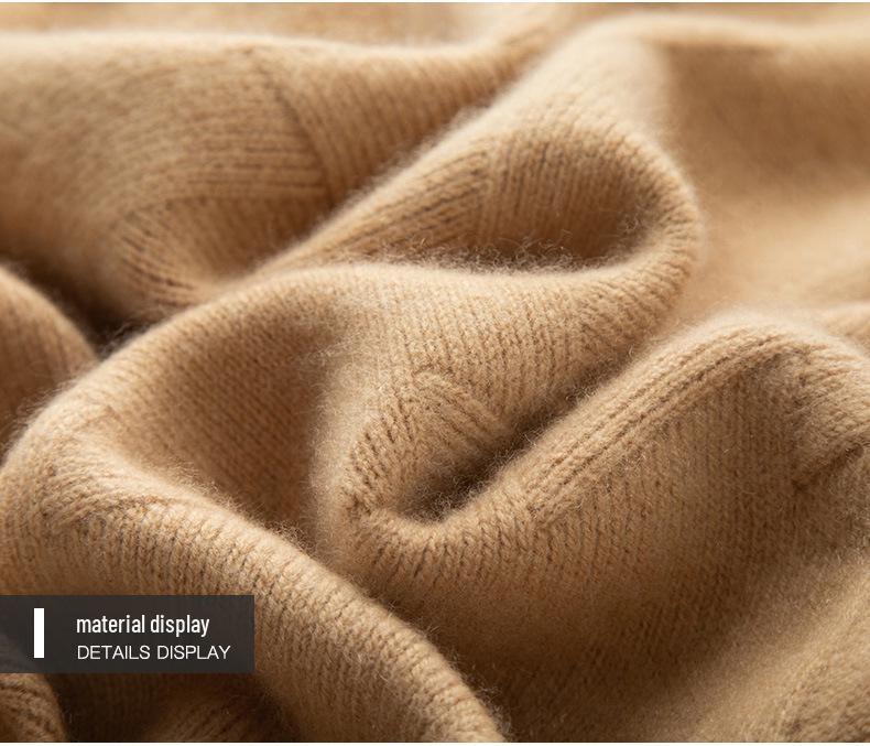 Men's Autumn/Winter Thickened Pure Cashmere Crew Neck Sweater - Business Casual Knit.