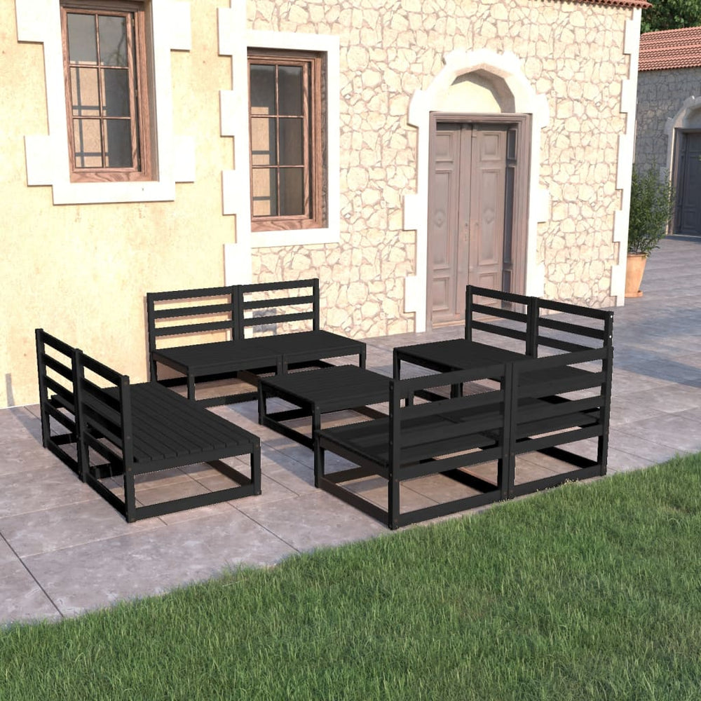 9 Pcs Garden Furniture Set Solid Pine Wood