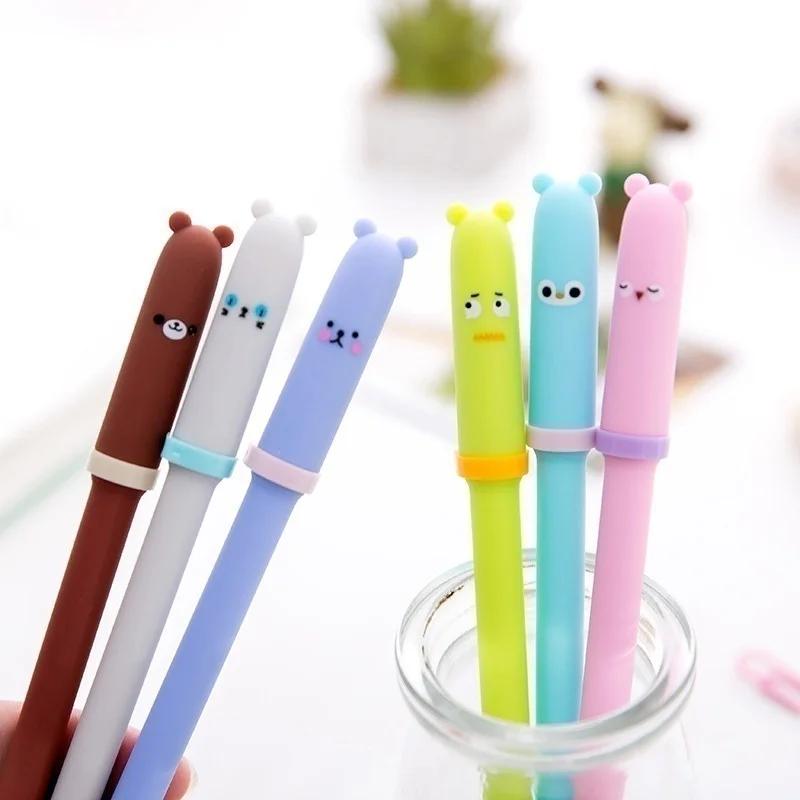 6/pcs Creative Animal Expression Pen Gel Pens Kawaii Pen Cute Korean Stationery Gifts RANDOM Color
