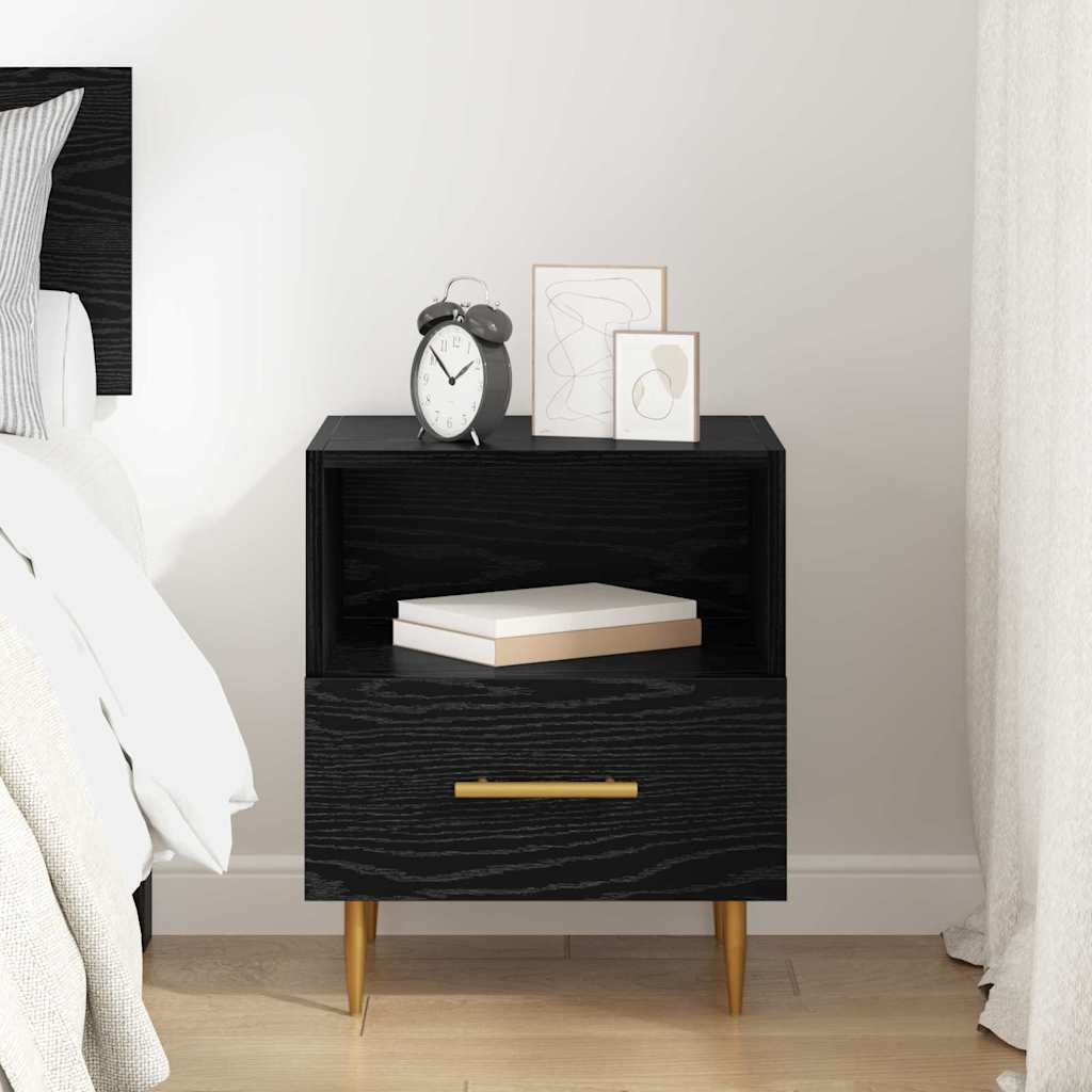 Nightstand Black 40 X 35 X 47.5 Cm Particleboard