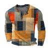 T-shirt Top da Uomo Girocollo Rete Trendy Stampata 3D a Manica Lunga