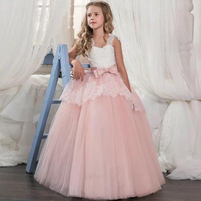 Hochwertiges langes Prinzessinnenkleid für Mädchen mit Netzrock