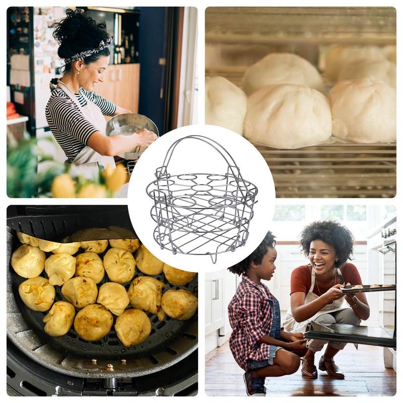 Three-Layer Stainless Steel Food Steamer Rack with Handles Pressure Cooker Eggs Steaming Rack Tray Cookware Kitchen Accessories