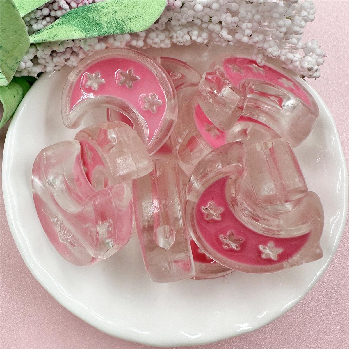 

10 шт. прозрачные акриловые бусины, свободные бусины 20,8*24,8 мм, изогнутая цепочка с луной и звездой для мобильного телефона, аксессуары из бисера, ювелирные изделия «сделай сам» розы красного