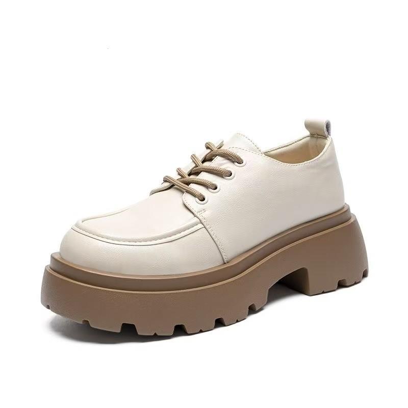 Thick-soled small leather shoes women's new autumn college style versatile black single shoes round head